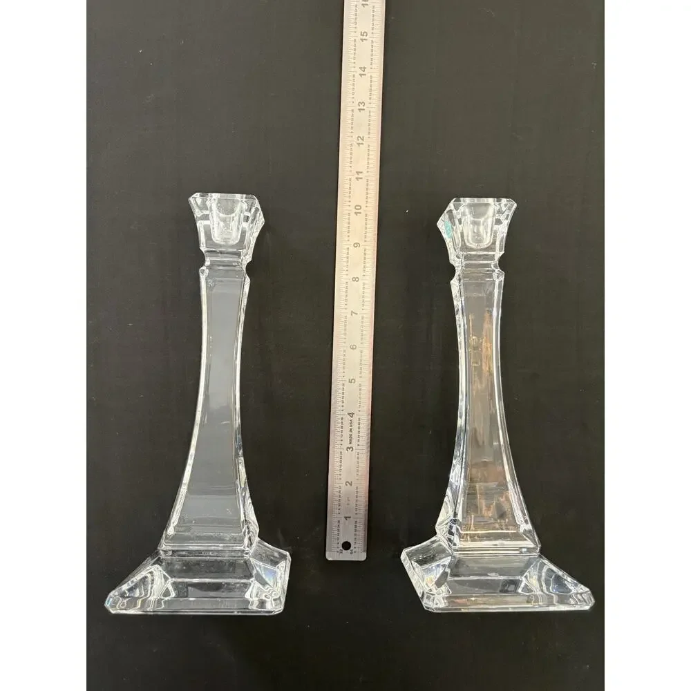 Tiffany & Co Crystal Candlesticks Pair Made in Slovenia